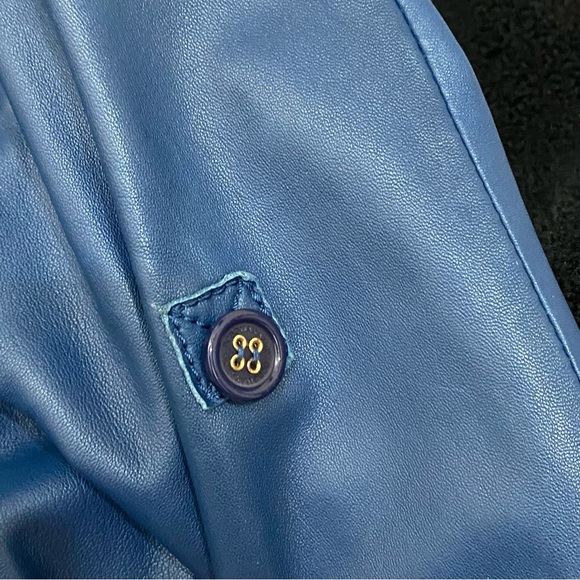 BCBGMaxAzria Blue Cropped Hooded 100% Leather Jacket Size XS - Picture 13 of 16